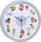 Horloge ronde pour enfants avec des chiffres colorés. Chaque chiffre est accompagné d'un motif animal assorti, comme une girafe, un lion et un panda. L'heure indiquée est 10h10.
