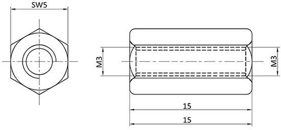 Entretoise M3-M3 econ connect D3X15I5MH laiton (nickelé) 1 pc(s)
