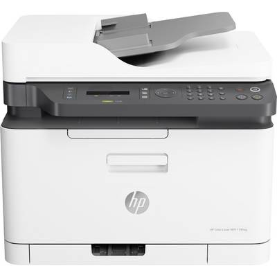 Une imprimante multifonction blanche avec scanner et panneau de commande. Adaptée pour un usage de bureau ou domestique. Marque HP, modèle LaserJet Pro.