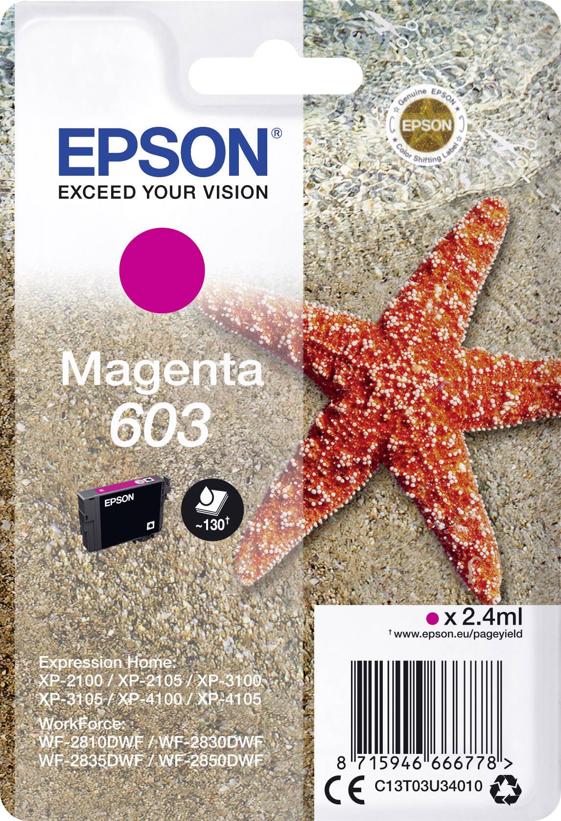 Epson Encre 603 d'origine magenta C 13 T 03U34010