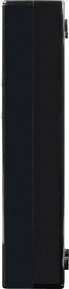 Une boîte noire rectangulaire, en vue verticale, aux bords lisses.