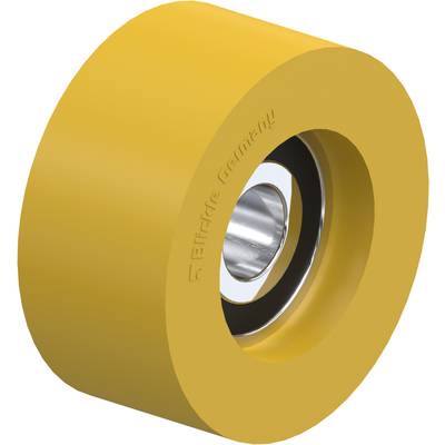Roue jaune avec noyau métallique et roulement à billes, adaptée aux applications en ingénierie mécanique.