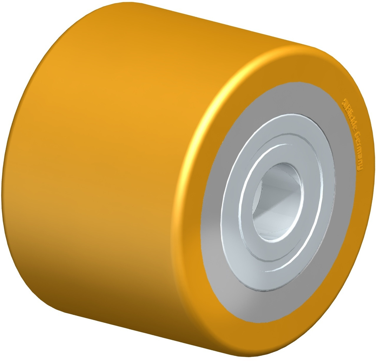 Roulette orange avec roulement argenté, adaptée aux skateboards ou applications similaires.