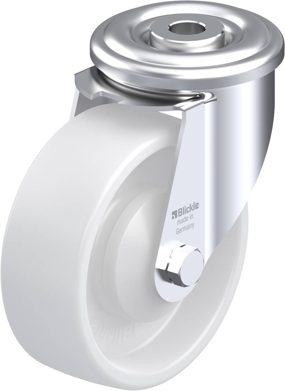 Roulette industrielle en métal et en plastique, design robuste, adaptée aux charges lourdes. Fabriquée en Allemagne par Blickle.