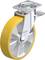 Une roue de roulement jaune avec un châssis argenté, portant l'inscription 'Blickle made in Germany'. Convient aux applications industrielles.