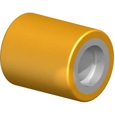 Un élément cylindrique jaune avec une ouverture circulaire en son centre, probablement une pièce mécanique ou un rouleau technique.