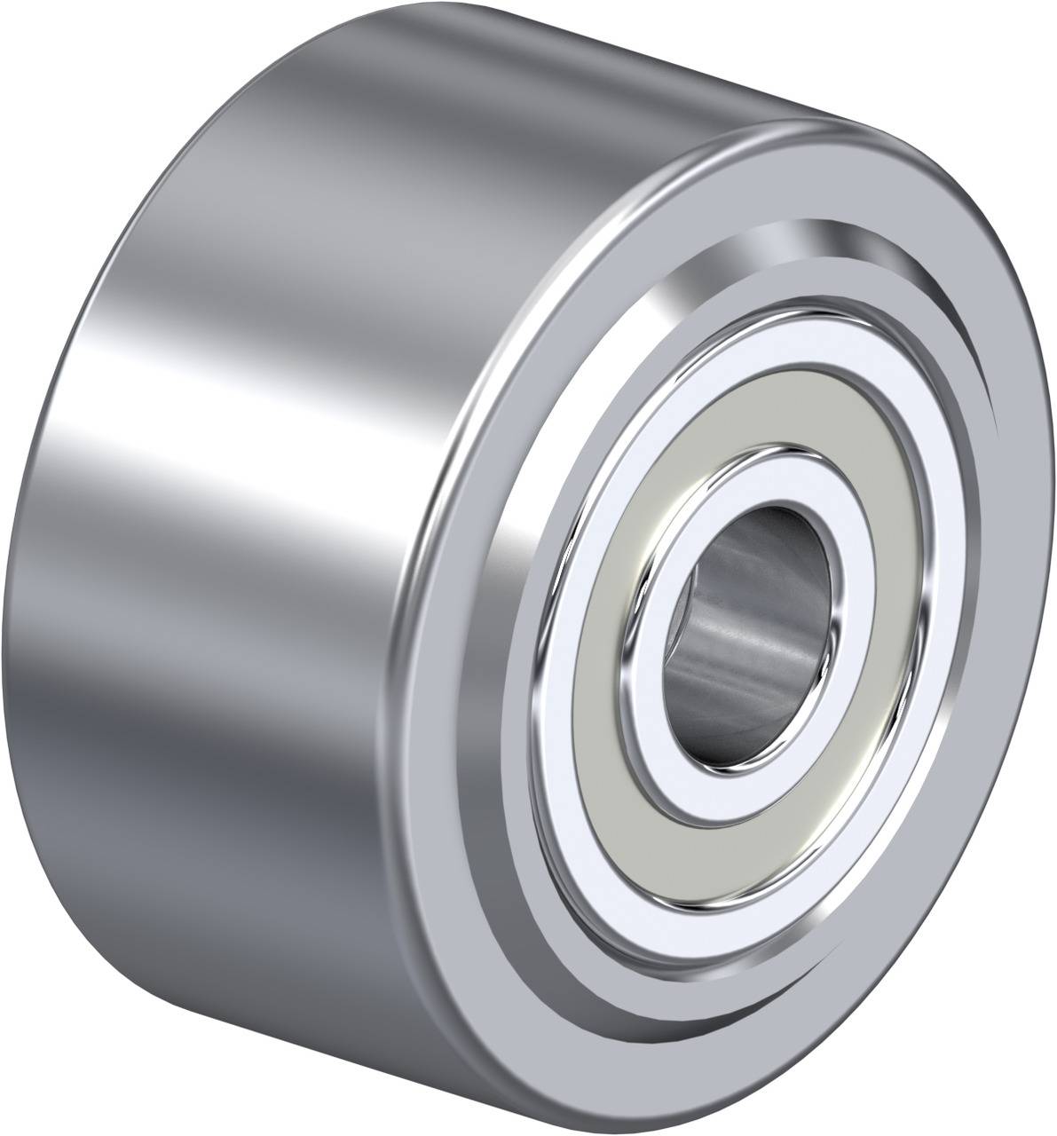 Roulement à billes argenté, cylindrique, en métal, présentant une surface lisse et brillante. Utilisé pour réduire le frottement.