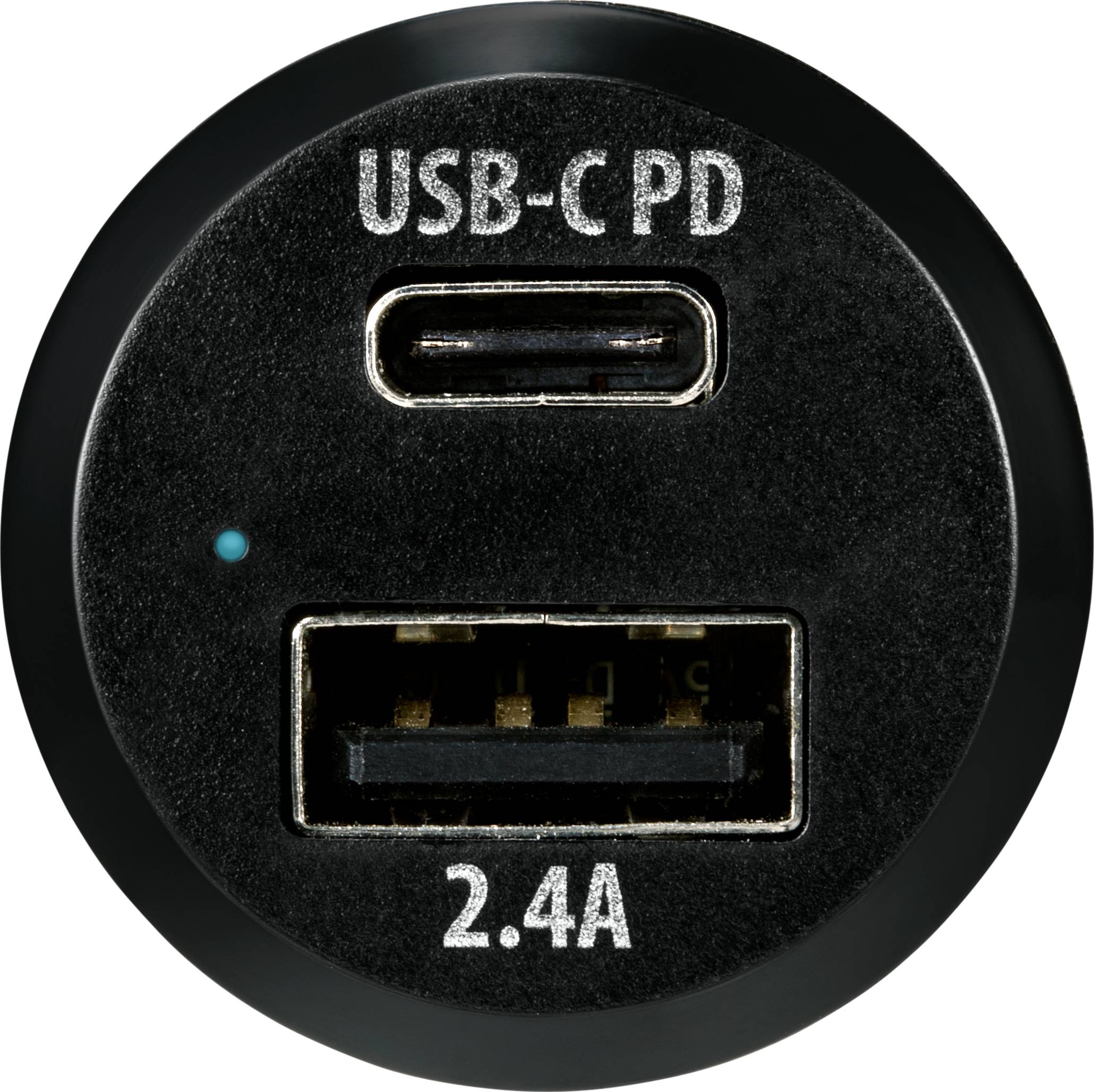 Ports USB-C PD et 2,4 A sur un appareil.