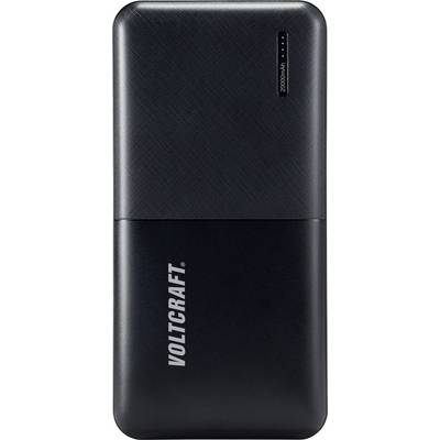 Batterie externe noire de marque 'Voltcraft', capacité de 20 000 mAh, design compact.