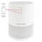 Purificateur d'air : forme cylindrique blanche avec des capteurs de commande tactile pour trois niveaux de vitesse sur le dessus.