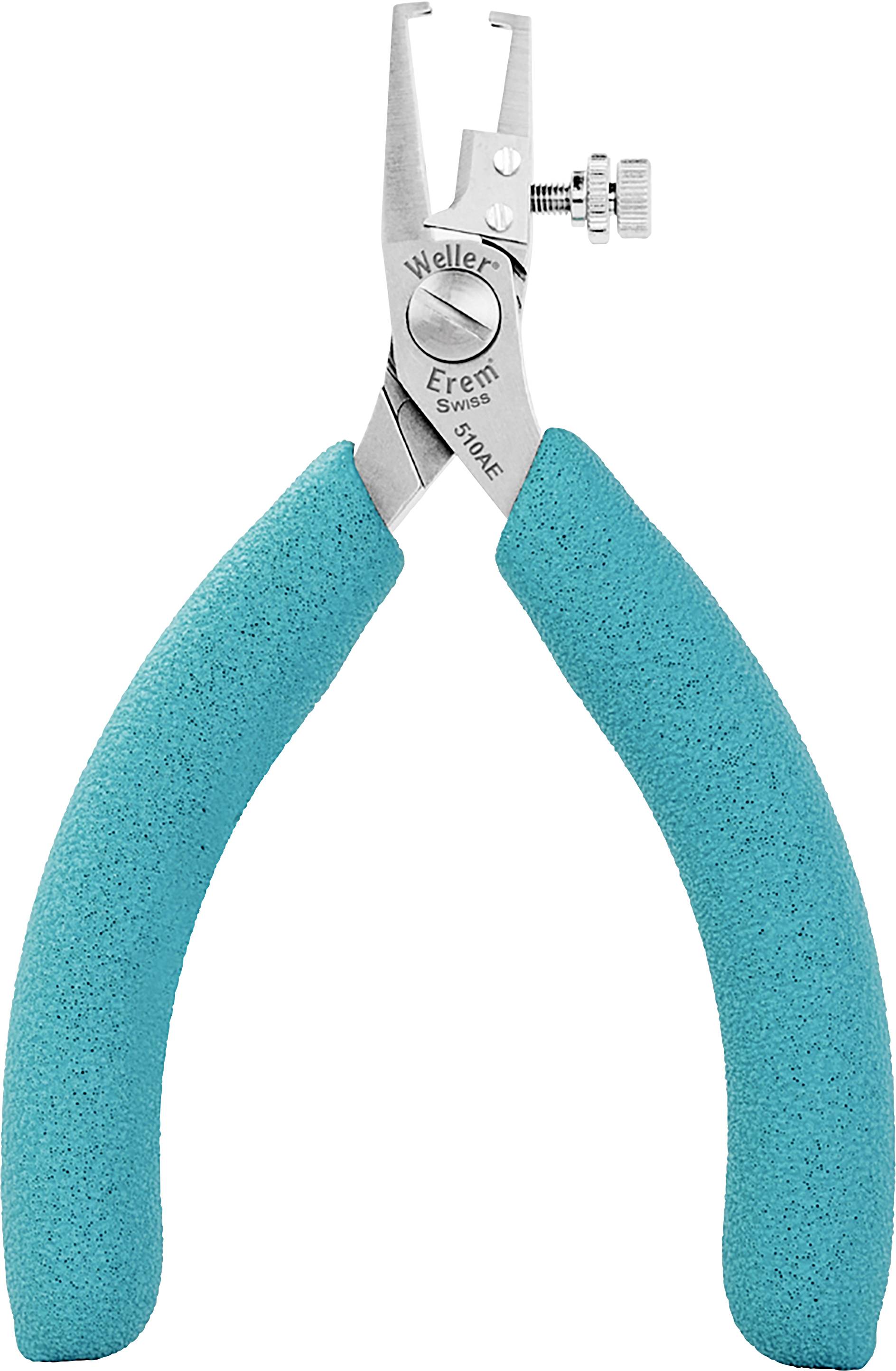 'Pince à outils avec poignées turquoises, adaptée aux travaux précis en électronique ou en mécanique de précision.'