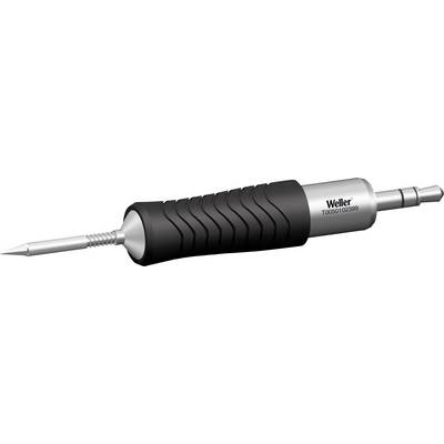 Un fer à souder avec une poignée ergonomique, une zone de préhension noire et un embout métallique. Inscription : 'Weller T0050100299'.