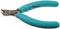 Une pince de précision bleue avec des poignées incurvées, adaptée pour des travaux de coupe délicats.