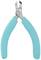 Pince avec poignées bleues rembourrées et lames en métal argenté, adaptée pour la coupe précise de fils.