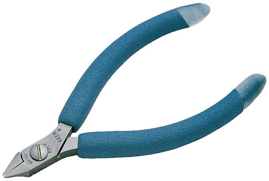 Pinces avec des poignées bleues, typiquement utilisées pour couper des fils.