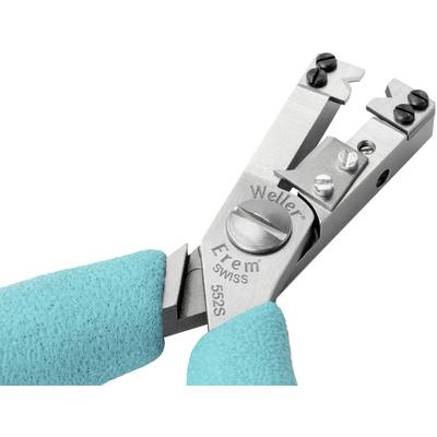 Pince coupante pour fils avec poignées bleues et l'inscription 'Weller Erem SWISS' sur l'une des lames.