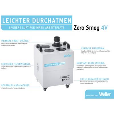Appareil de filtration 'Zero Smog 4V' de Weller avec un entretien de filtre simplifié et un flux d'air constant. Favorise un air pur sur le lieu de travail.