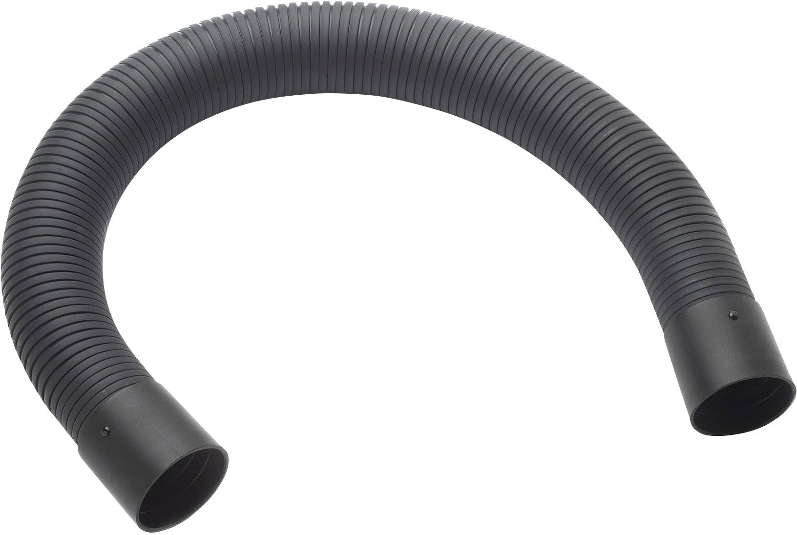 Un flexible tuyau noir en forme de U, souvent utilisé pour l'évacuation de l'air ou de l'eau dans des applications techniques.