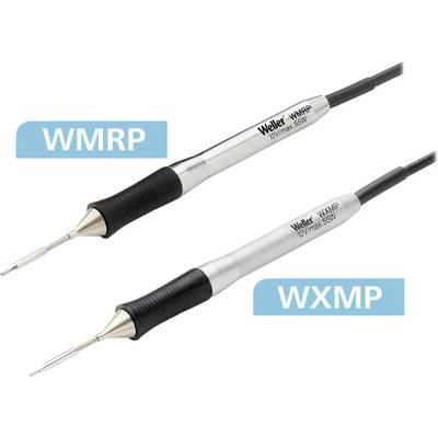 'Deux modèles de fers à souder Weller : WMRP et WXMP. Les deux avec une puissance de 12V/max. 55W. Argent et noir, avec des pointes effilées.'