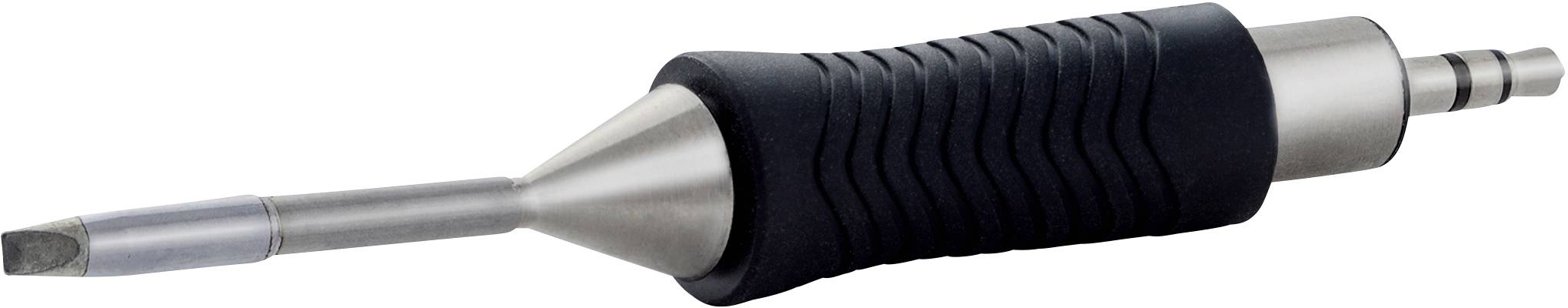 Une clé à molette ergonomique, noire, avec une poignée cylindrique métallique et un embout conique.