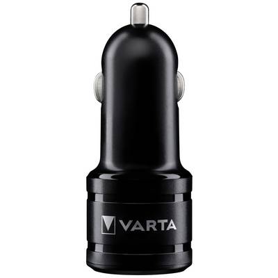 Chargeur de voiture VARTA noir avec port USB unique, adapté pour recharger des appareils électroniques dans un véhicule.