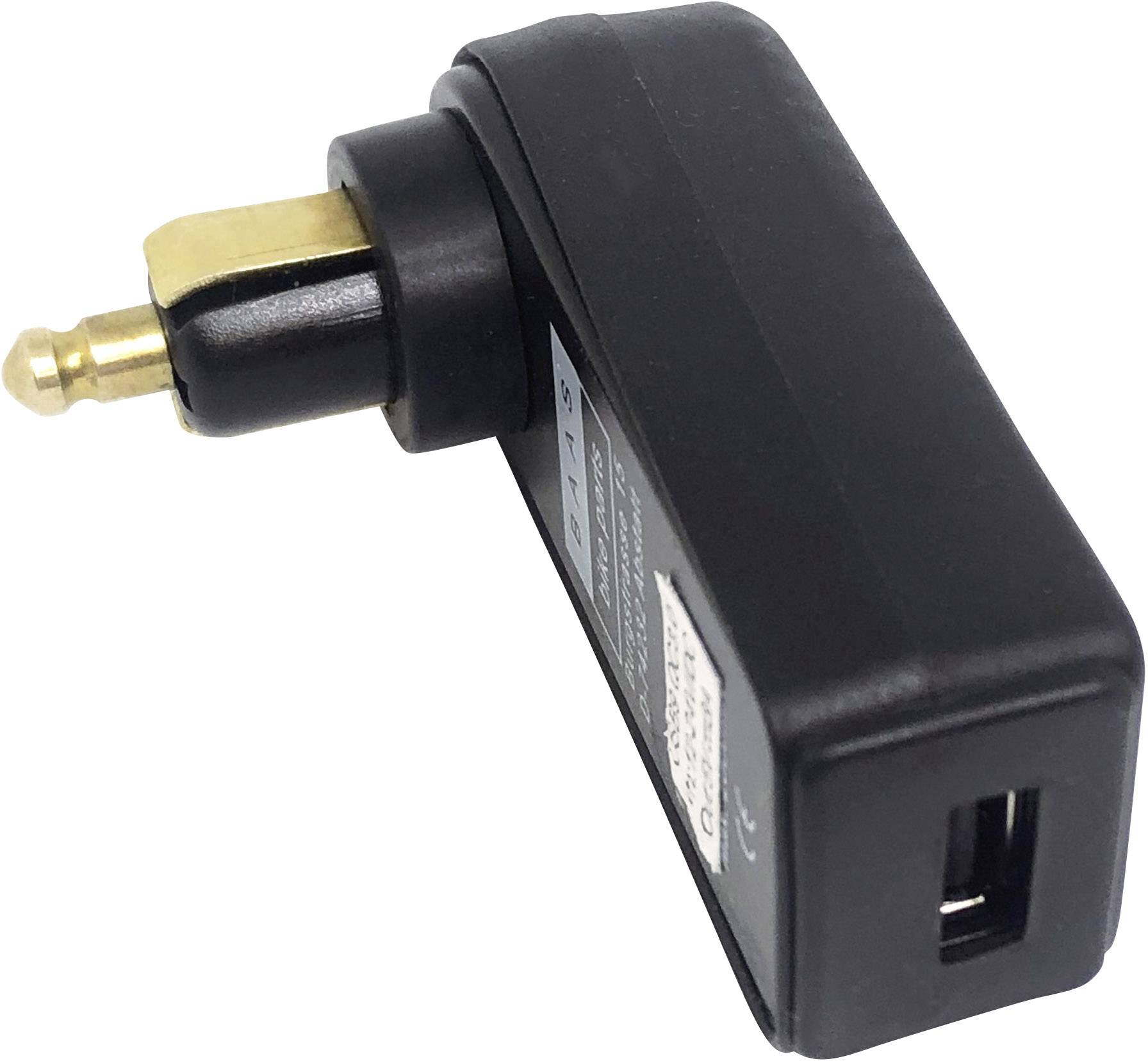 Un chargeur USB noir avec adaptateur de prise européen intégré.