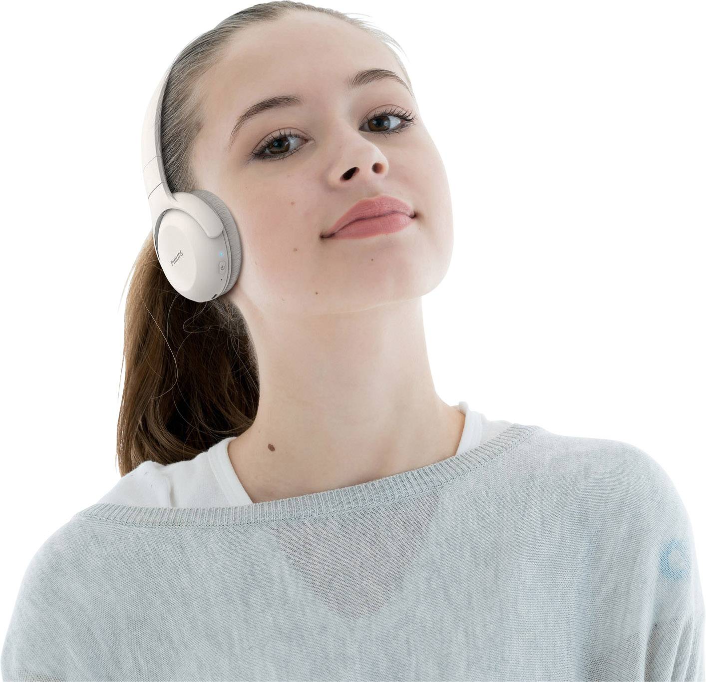 Philips TAUH202 Casque supra-auriculaire Bluetooth blanc pliable, micro-casque, volume réglable, affichage de la charge -0