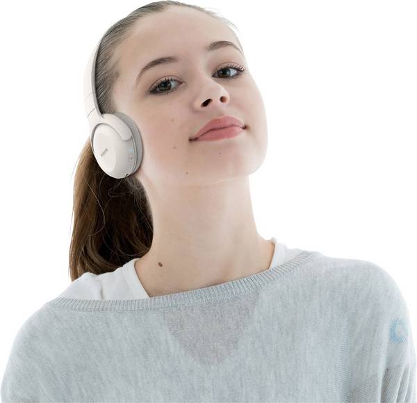 Philips TAUH202 Casque supra-auriculaire Bluetooth blanc pliable, micro-casque, volume réglable, affichage de la charge de la batterie