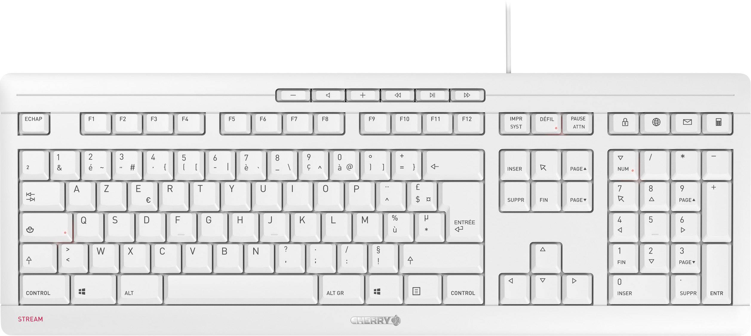 CHERRY Stream USB Clavier allemand, QWERTZ gris clair port USB-0