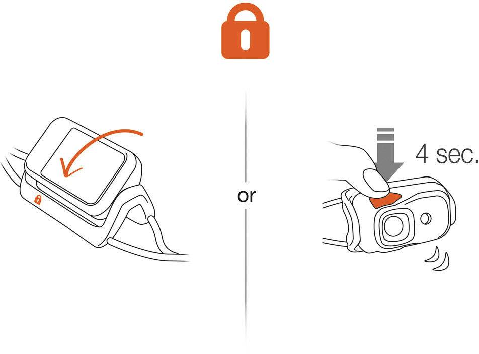 Déverrouiller une montre en appuyant et en maintenant un bouton ou une touche pendant 4 secondes