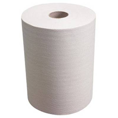 Un rouleau de papier essuie-tout blanc, posé verticalement.