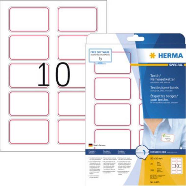 Herma 4405 Etiquette badges 80 x 50 mm acétate de cellulose blanc, rouge 200 pc(s) décollable imprimante laser, photocopieuse, imprimante laser couleur, photocopieuse couleur