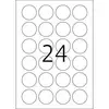 Une feuille de 24 autocollants ronds disposés en une grille de 4x6.