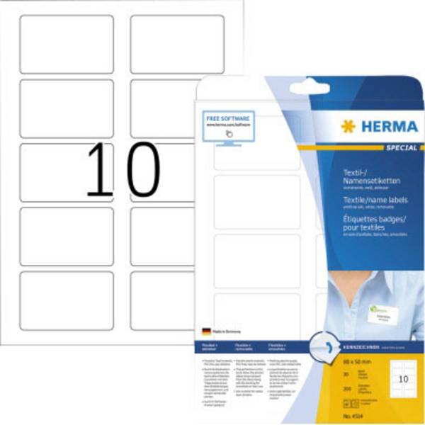 Herma 4514 Etiquette badges 80 x 50 mm acétate de cellulose blanc 200 pc(s) décollable imprimante laser, photocopieuse, imprimante laser couleur, photocopieuse couleur