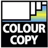 L'image présente le logo de 'Colour Copy', composé de formes géométriques en blanc, noir et de bandes colorées.