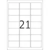 '21' est centré sur une feuille d'étiquettes rectangulaire avec 3 colonnes et 7 rangées.