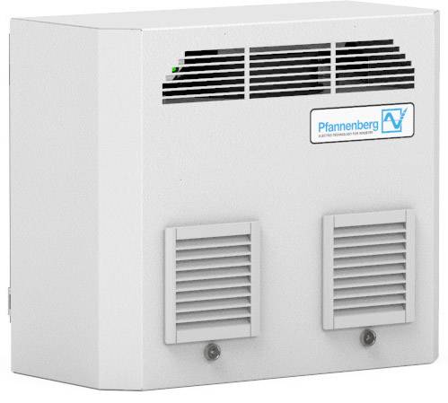 Appareil de climatisation avec deux grilles de ventilation, logo en haut à droite.
