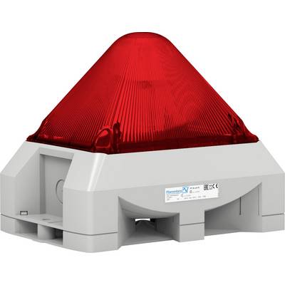 Voyant d'avertissement rouge en forme de triangle sur un socle blanc.