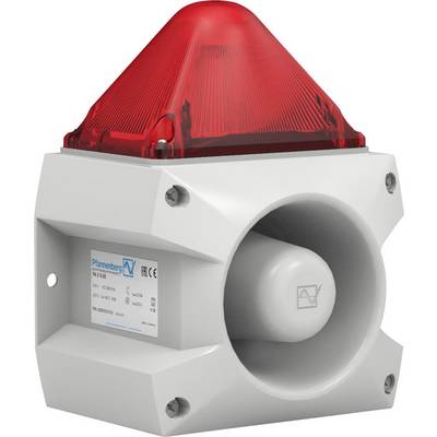 Support de voyant d'alarme rouge monté sur un boîtier de haut-parleur blanc, couramment utilisé pour des signaux d'avertissement acoustiques et visuels en cas d'urgence.