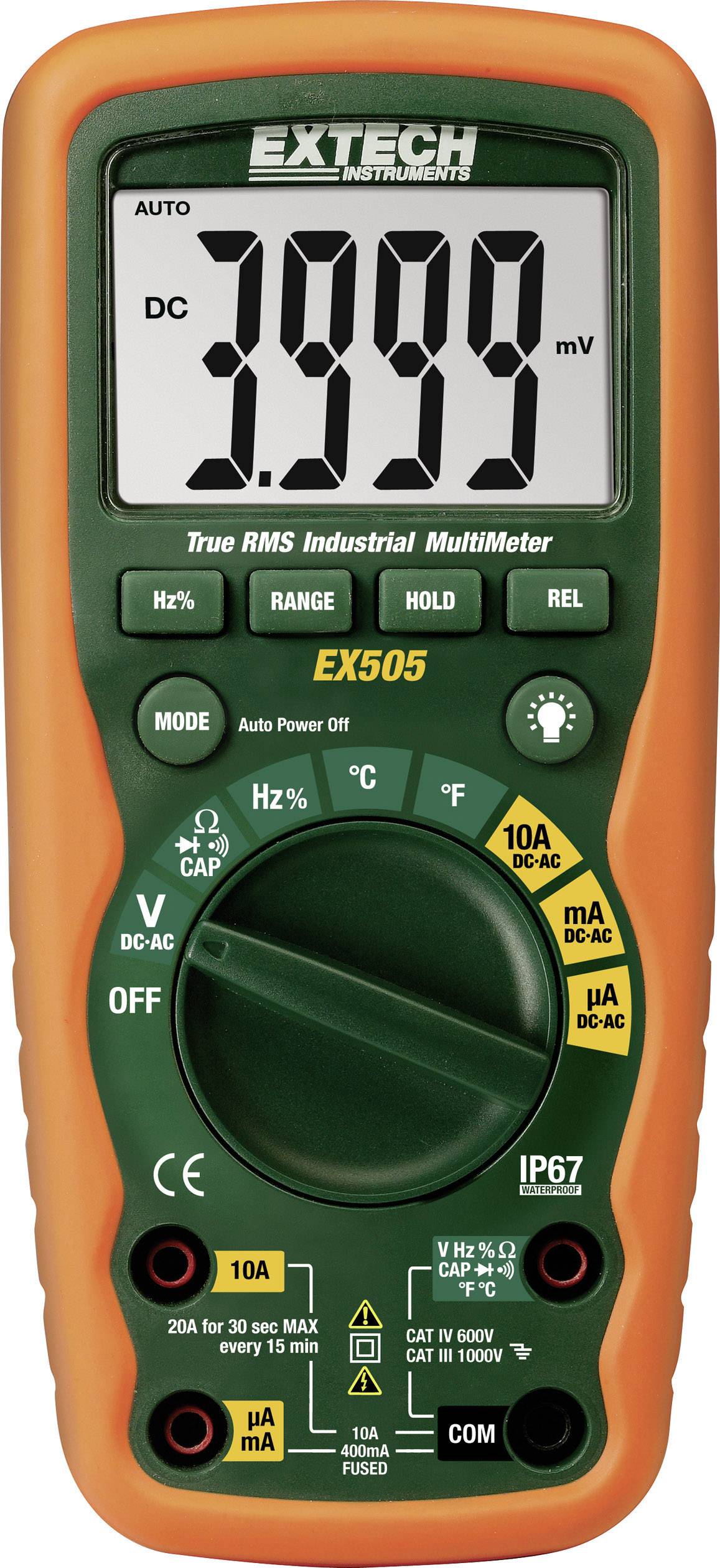 Extech EX505-K Multimètre numérique étanche (IP67) CAT IV 600 V Affichage (nombre de points): 4000-8