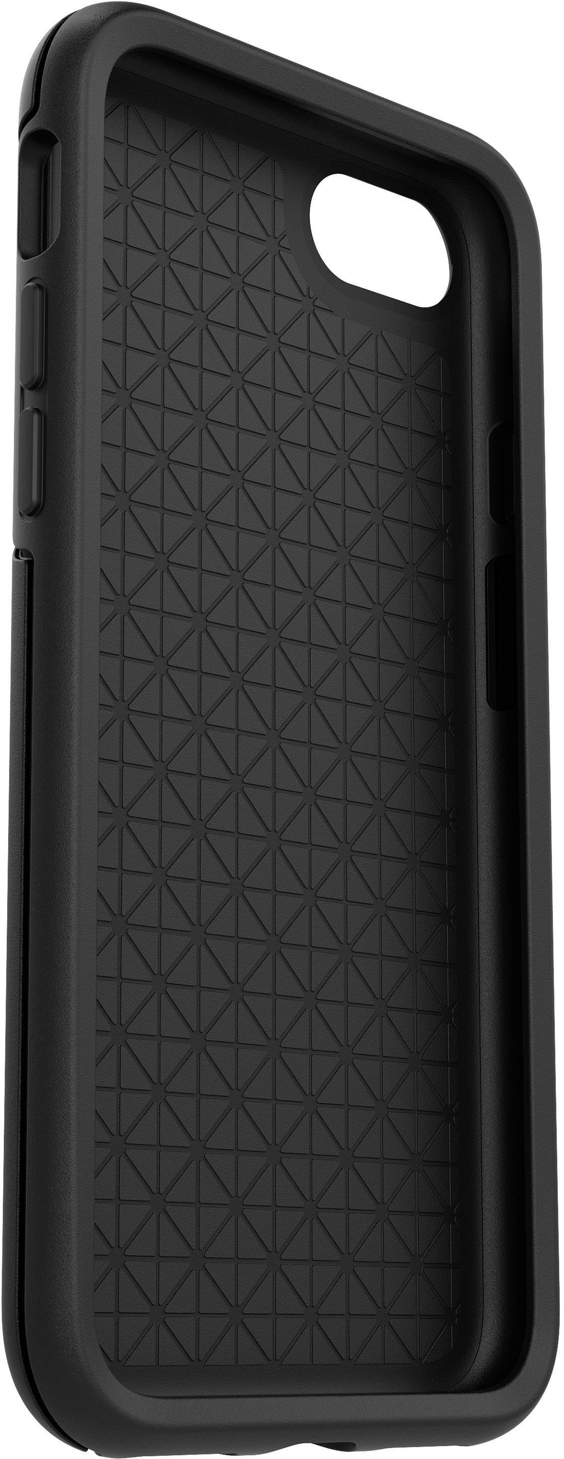 Coque de téléphone robuste en noir avec motif géométrique pour une protection renforcée. Adaptée aux smartphones sans identification de marque visible.