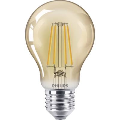 Une ampoule à filament apparent, de marque 'Philips', à forme bombée, émettant une lumière chaleureuse.