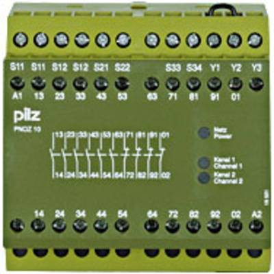 Bloc logique de sécurité PNOZ 10 24VDC 6n/o 4n/c PILZ Tension de fonctionnement: 24 V/DC 6 NO (T), 4 NF (R) (l x H x P) 