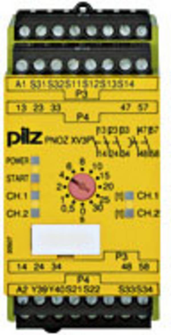 Bloc logique de sécurité PNOZ XV3P 30/24 VDC 3n/o 2n/o t PILZ Tension de fonctionnement: 24 V/DC 3 NO (T) (l x H x P) 45 x 94 x 121 mm 1 pc(s)