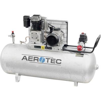 Compresseur d'air de marque Aerotec, modèle LK 250-50 ; couleur argent avec boîtier noir, adapté aux applications industrielles.