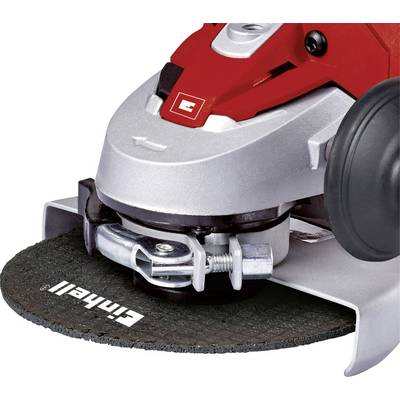 Meuleuse d'angle électrique en gros plan, avec boîtier rouge et disque abrasif.