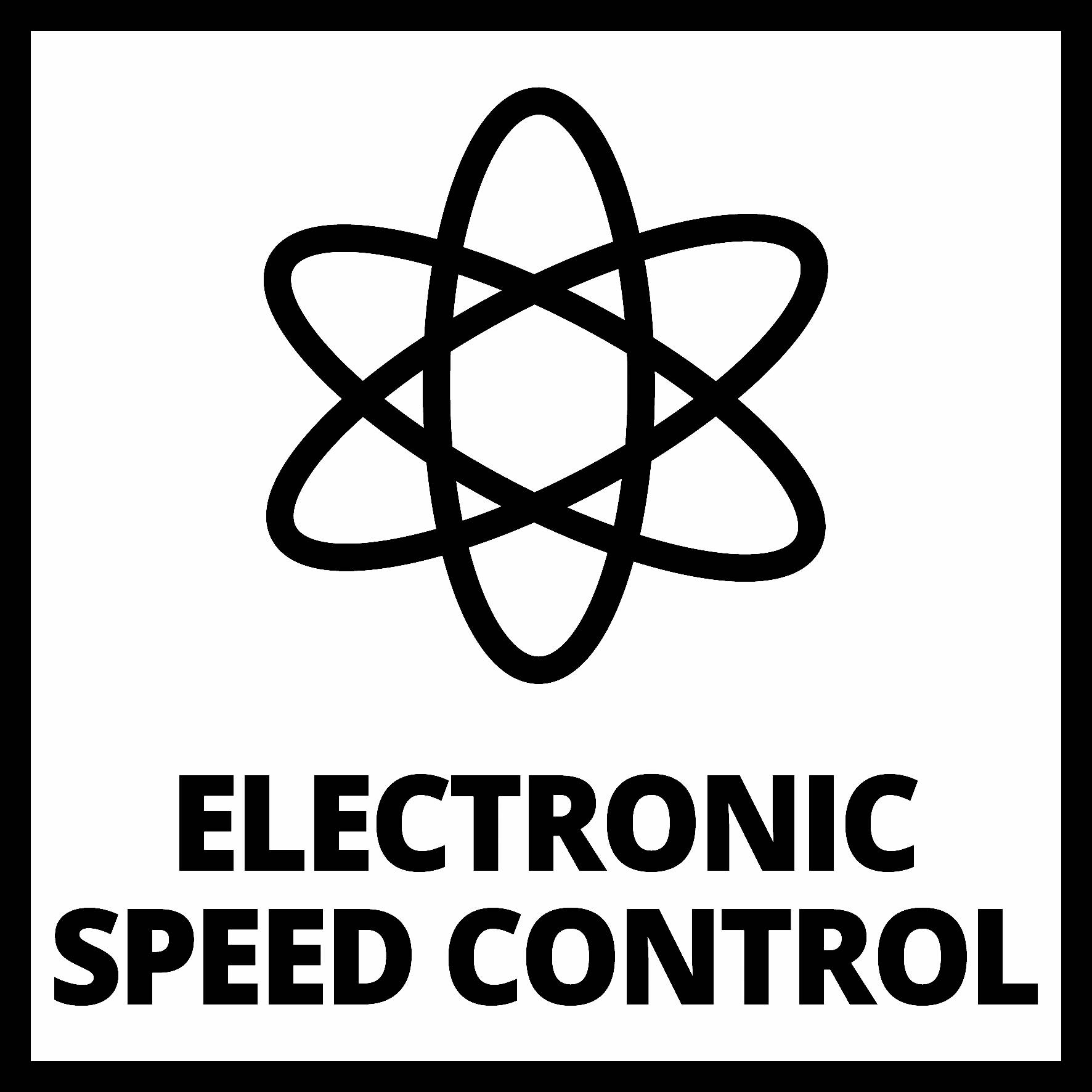Le texte « Electronic Speed Control » est inscrit en lettres majuscules sous un symbole atomique stylisé.