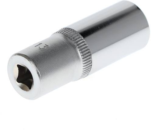 Rallonge de clé à douille métallique, cylindrique, avec surface striée pour une meilleure préhension.