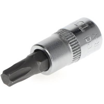 Clé à douille avec embout Torx en métal, de couleur grise, adaptée aux travaux de vissage.