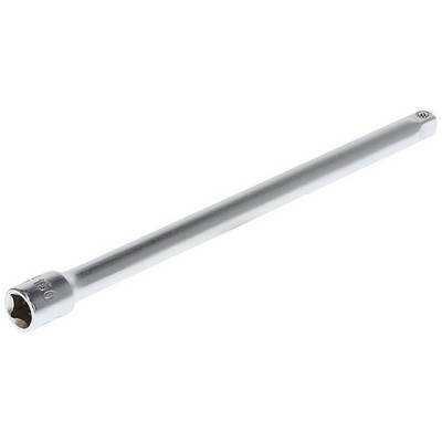 Une longue rallonge de clé à cliquet en métal argenté, sans marque ni inscription visible, sur un fond blanc.